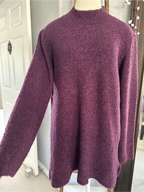 Calvin Klein Plum Mock Neck Tunic Sweater, size XL